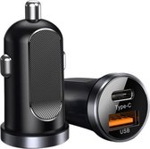 Compacte auto snellader - Autolader met USB-C + USB-A poort - 30 Watt Quick Charge