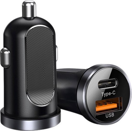 Chargeur rapide de voiture compact - Chargeur de voiture avec port USB-C +  USB-A 