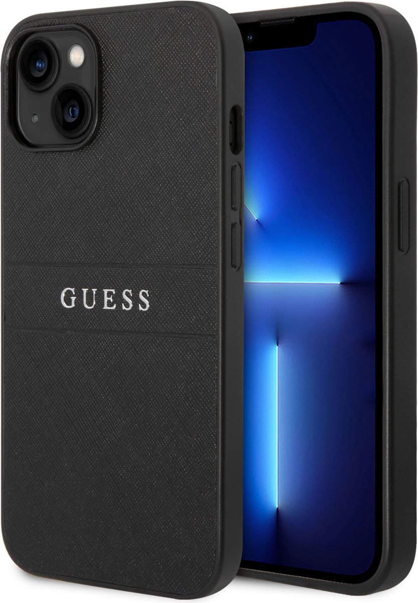 Guess iPhone 14 Back Cover Telefoonhoesje - Bescherm je telefoon, PU Saffiano, Zwart.