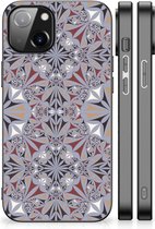 Hoesje Geschikt voor Apple iPhone 14 Telefoonhoesje met Zwarte rand Flower Tiles