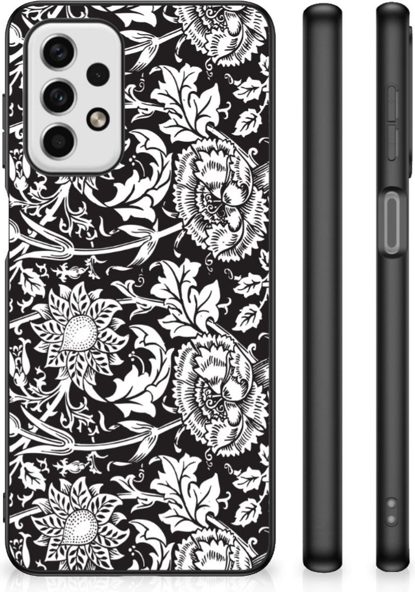 Back Cover voor Samsung Galaxy A23 Bloemen Hoesje Black Flowers