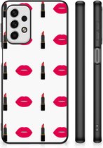 Silicone Hoesje Geschikt voor Geschikt voor Samsung Galaxy A23 Telefoon Hoesje met Zwarte rand Lipstick Kiss