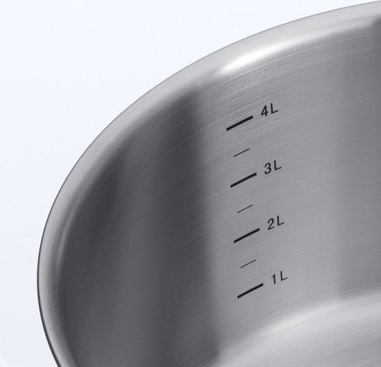 BK Excellent RVS kookpannenset 5 delig - Ø16cm tot Ø24cm - Inductie pannenset - Vaatwasserbestendig - Ovenbestendig tot 230° - met deksels - maatverdeling - Zilver