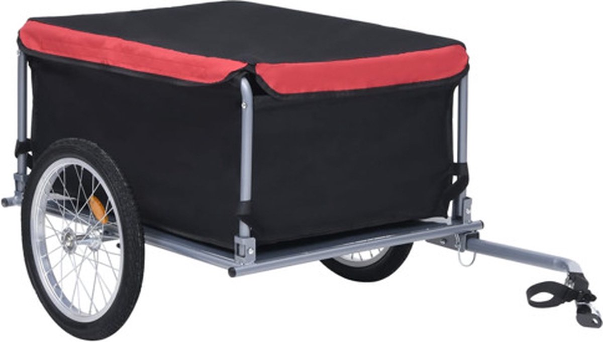 VidaXL Fietstrailer - 45 Kg - Zwart/Geel - Veilig & Stevig Fietskar Fietstrolley Transportwagen Fietsaccessoire Zwaar Vervoer 210556