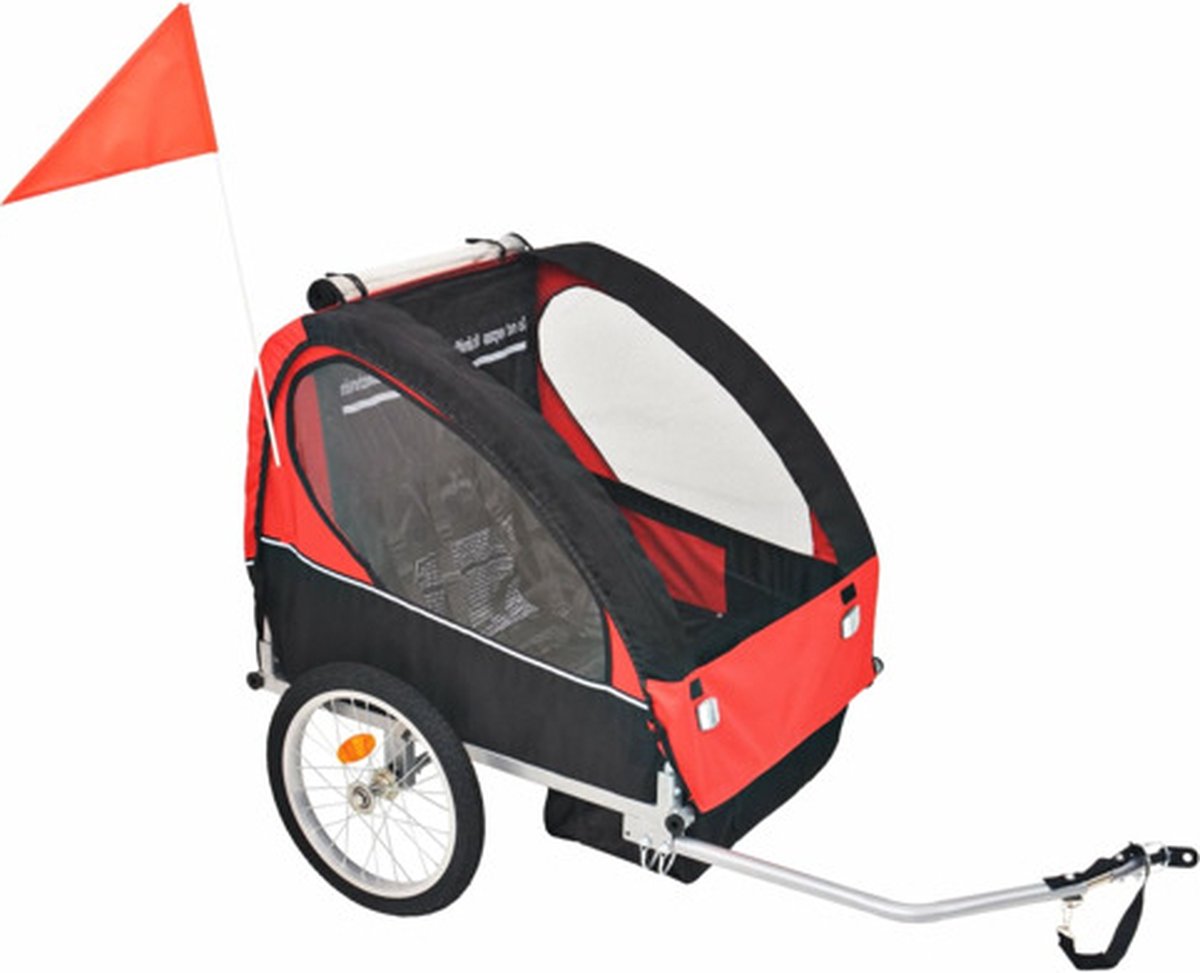 vidaXL - Fietstrailer - 30 - kg - zwart - en - rood