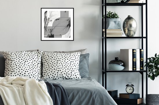 Cadre photo avec affiche - Abstrait - Rayures - Zwart - Wit - 40x40 cm - Cadre pour affiche