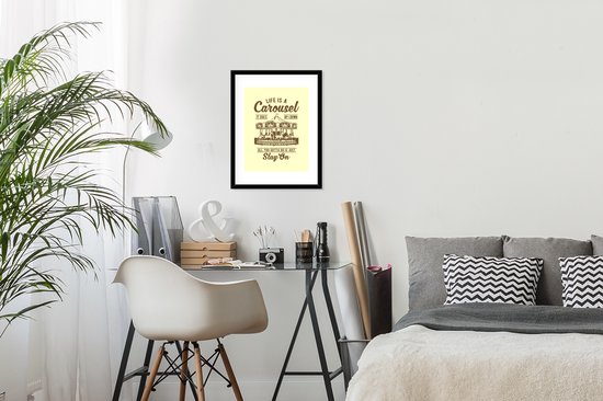 Affiche avec cadre Fête foraine - Jaune - Vintage - 30x40 cm
