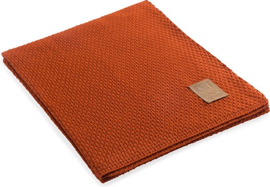Knit Factory Jesse Gebreid Plaid - Woondeken - Kleed - Terra - 160x130 cm