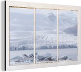 Wanddecoratie Metaal - Aluminium Schilderij Industrieel - Doorkijk - Sneeuw - IJs - 30x20 cm - Dibond - Foto op aluminium - Industriële muurdecoratie - Voor de woonkamer/slaapkamer