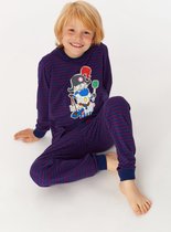 Woody pyjama jongens - donkerblauw-rood gestreept - schaap - 222-1-PZL-Z/925 - maat 164
