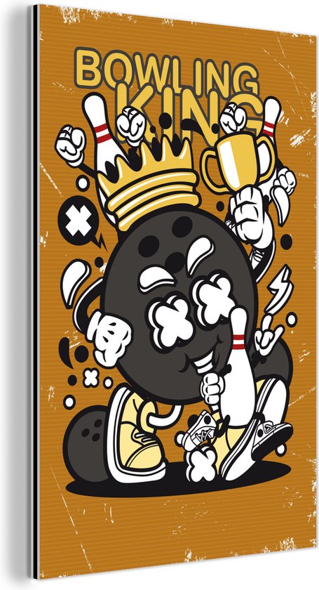 Décoration murale Métal - Peinture Aluminium Industriel - Vintage - Bowling - King - 20x30 cm - Dibond - Photo sur aluminium - Décoration murale industrielle - Pour le salon/chambre