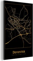 Décoration murale Métal - Aluminium Peinture Industrielle - Carte - Deventer - Zwart - Or - 60x90 cm - Dibond - Photo sur aluminium - Décoration murale industrielle - Pour le salon / chambre