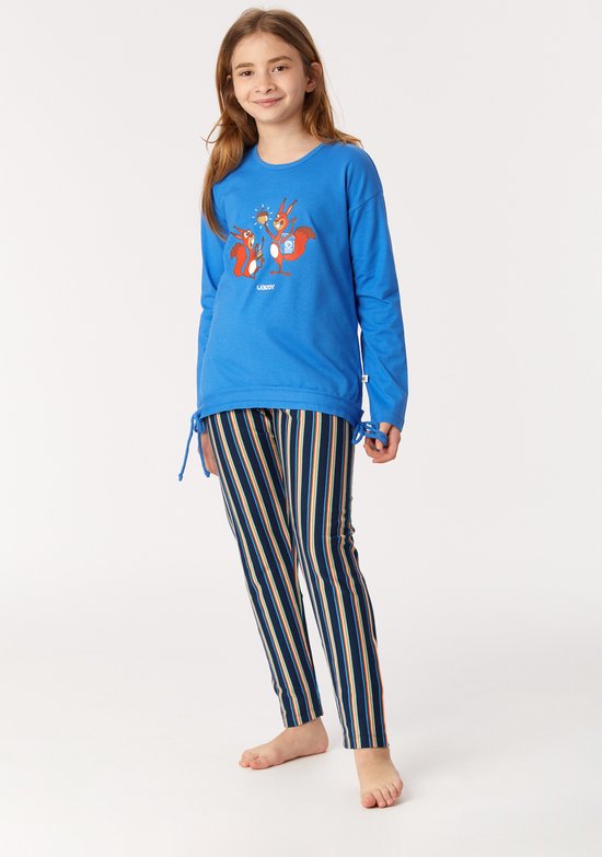 Woody pyjama meisjes - blauw - eekhoorn - 222-1-BSL-S/832 - maat 128