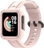 Siliconen Smartwatch bandje - Geschikt voor Xiaomi Mi Watch Lite siliconen bandje met frame - roze - Strap-it Horlogeband / Polsband / Armband
