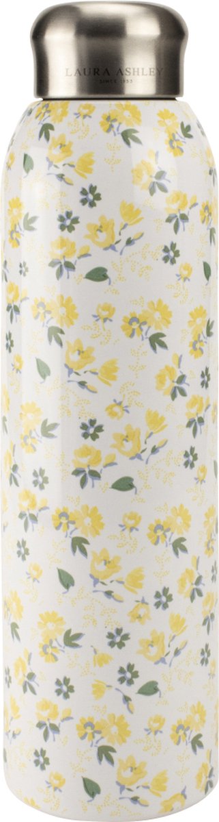 Laura Ashley Thermosfles - Thermosbeker - Dubbelwandig RVS - Lekvrij - Petit Flowers Geel