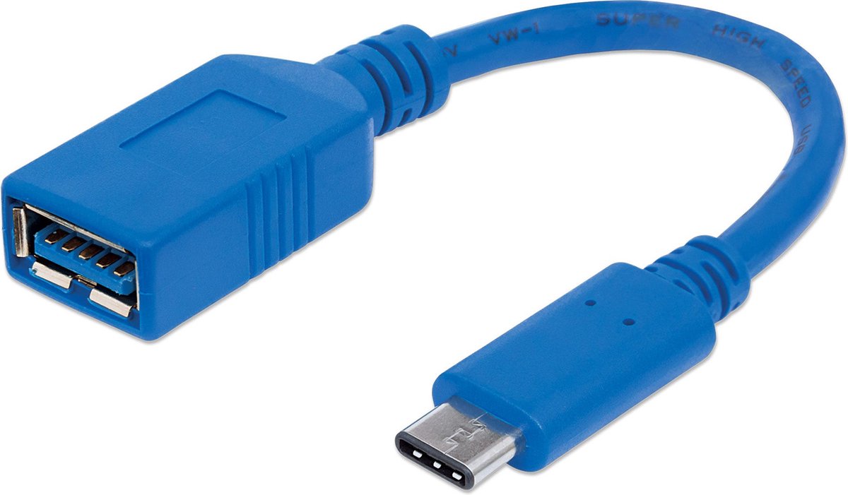 Manhattan USB 2.0, USB 3.2 Gen 1 (USB 3.0) Adapter – 1x USB 3.2 Gen 1 bus A (USB 3.0) – 1x USB-C stekker – 353540