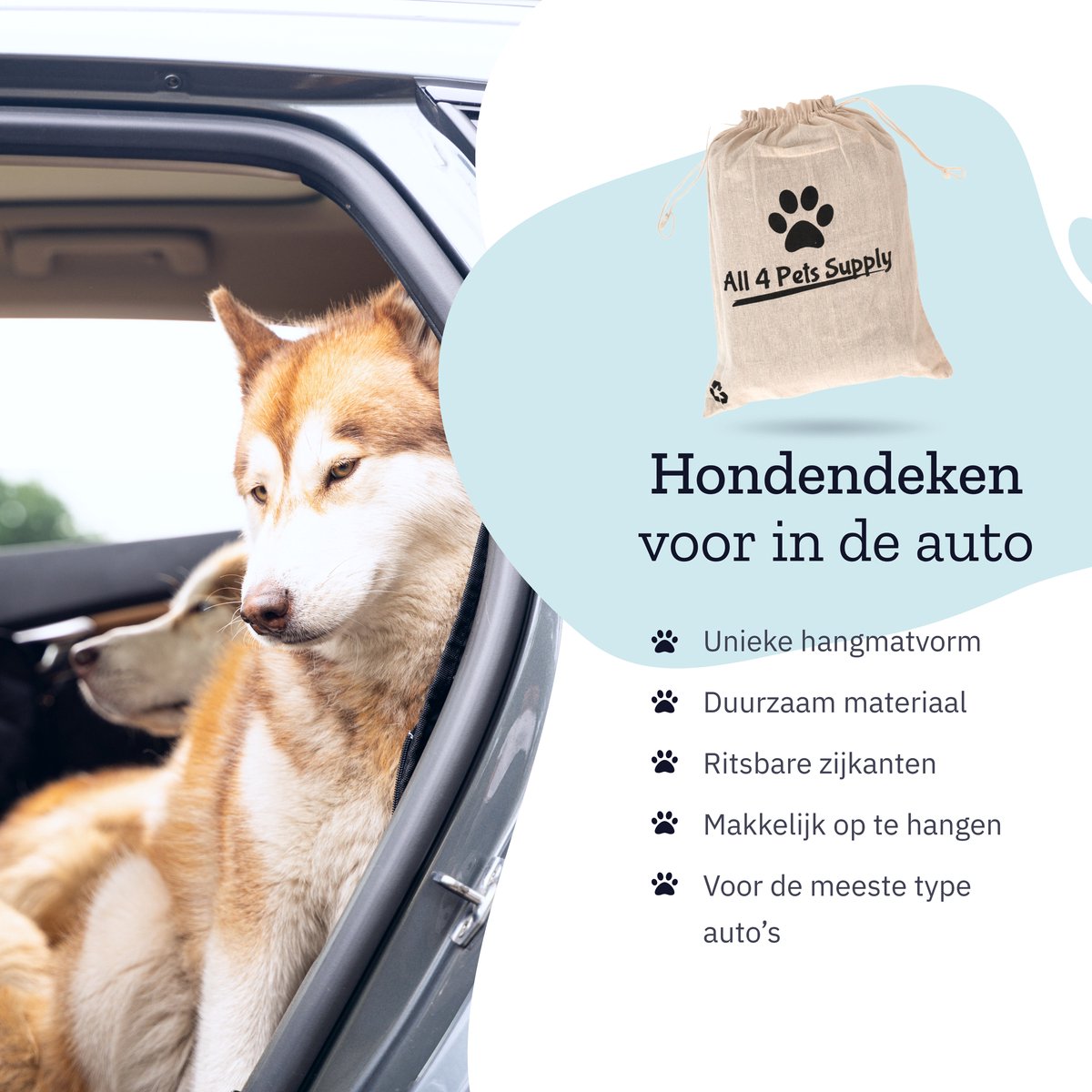 All 4 Pets Supply® Couverture imperméable pour chien Siège arrière de  voiture et