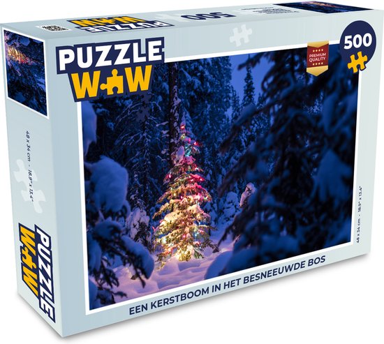 Puzzel Een kerstboom in het besneeuwde bos – Legpuzzel – Puzzel 500 stukjes