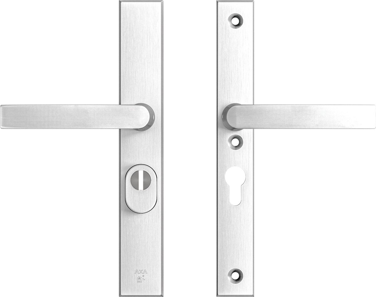 AXA Veiligheidsbeslag (Edge Plus) Smal Aluminium geslepen: Kruk-Kruk (model Blok) PC55 met kerntrekbeveiliging SKG***