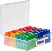 MATANA Boîte de rangement pour photos et travaux manuels - Organiseur à code couleur avec 16 Cassettes et étiquettes pour 1600 photos 4R (10 x 15 cm)