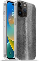 Geschikt voorApple Iphone 14 Pro Max hoesje - Zilver - Beton print - Abstract - Siliconen Telefoonhoesje