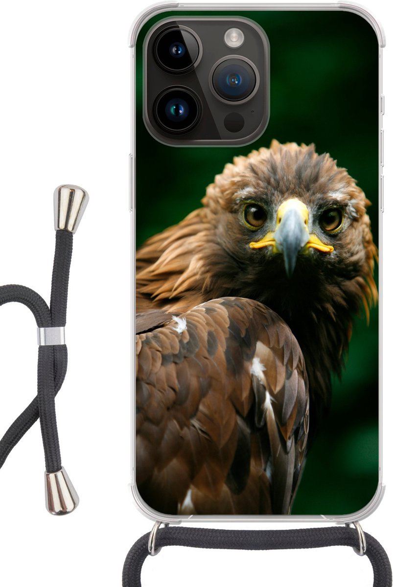 Telefoonhoesje Geschikt voor Apple Iphone 14 Pro - Arend - Bruin - Roofvogel - Siliconen - Crossbody - Backcover met Koord - Telefoonhoesje met koord - Hoesje met touw Telefoonhoesje