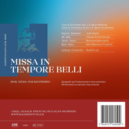 Choir & Orchestra Of The J.S. Bach Foundation - Missa In Tempore Belli, Hob. XXII: 9  (CD)