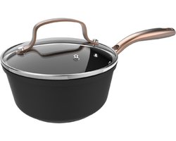 Cecotec Polka Fantasy 16 Goldener Topf. Durchmesser 16 cm, Fassungsvermögen 1,3 l, Geschmiedetes Aluminium, Antihaftbeschichtung Platinum Plus Teflon, PFOA-frei, Geeignet für alle Herdarten, Deckel