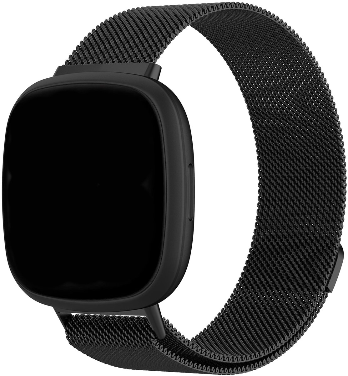 123watches milanese band - zwart - ML - Geschikt voor Fitbit Versa 3 & 4 / Sense