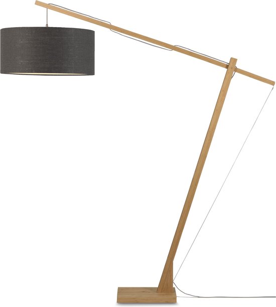 GOOD&MOJO Vloerlamp Montblanc - Bamboe/Donkergrijs - 175x60x207cm - Scandinavisch,Bohemian - Staande lamp voor Woonkamer - Slaapkamer