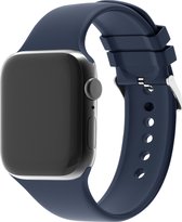 Strap-it Siliconen gesp band - Geschikt voor Apple Watch bandje - Series 1/2/3/4/5/6/7/8/9/SE - Donkerblauw - Siliconen bandje met gesp - iWatch bandje maat: 38 mm 40 mm 41 mm - Grootte: S/M