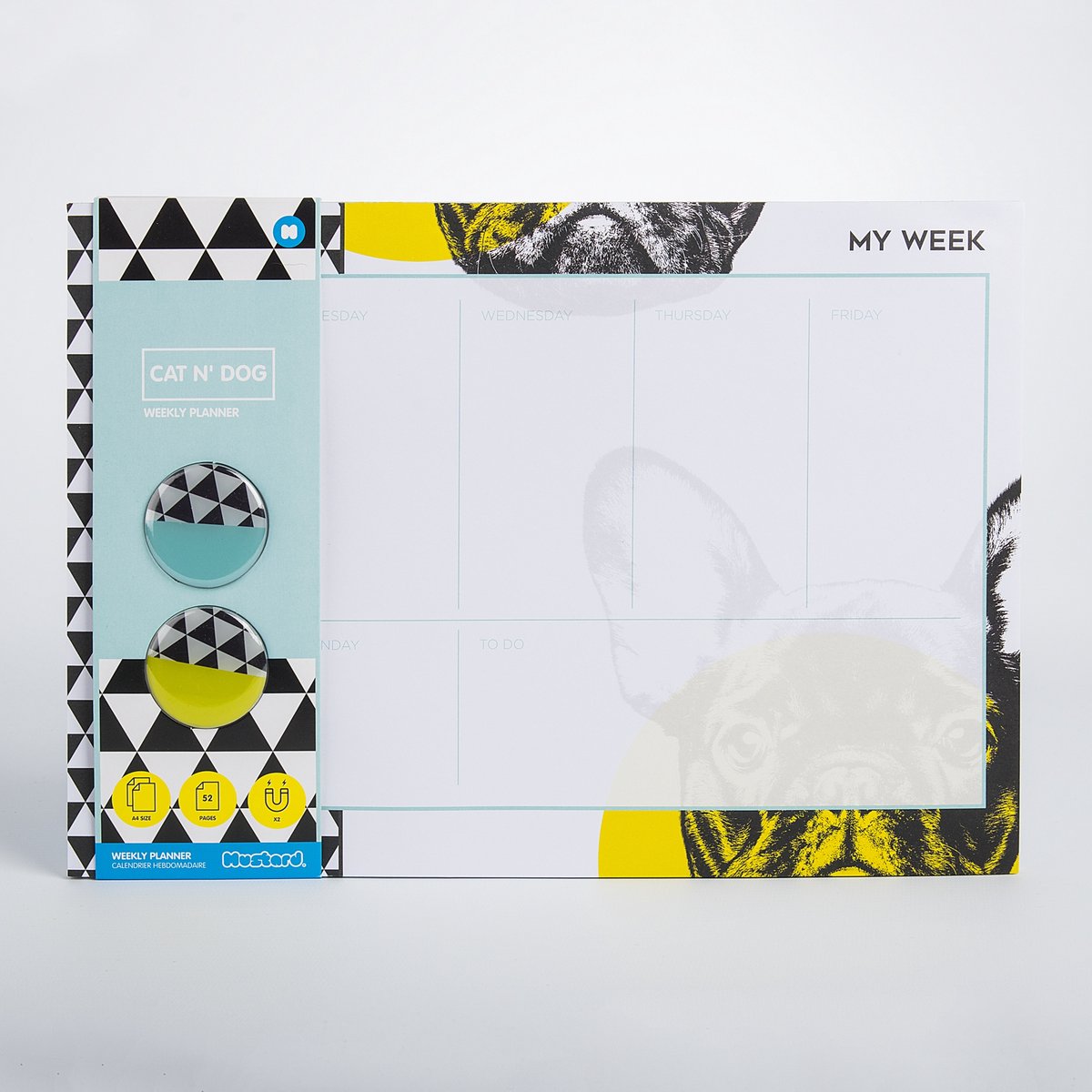 Mustard - Desktop Weekplanner 52 Paginas Dog - Vilt - Multicolor