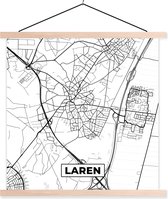 Posterhanger incl. Poster 40x40 cm - Schoolplaat - Stadskaart - Kaart - Laren - Plattegrond - Textielposter - Blanke latten - Plattegrond