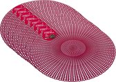 Placemats - D40 cm - rood - rond - set van 8x stuks - kunststof