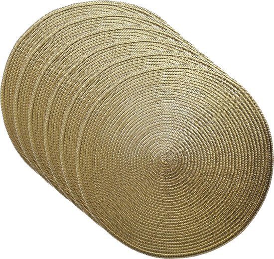 Placemats rond D38 cm goud metallic 12x stuks kunststof