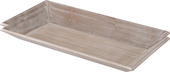 Dienbladen/kaarsenborden - rechthoekig - 40 cm - hout - lichtbruin - 2x stuks