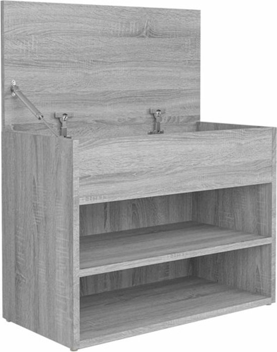 vidaXL Schoenenbank 60x30x45 cm bewerkt hout grijs