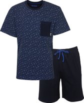 M.E.Q Heren Shortama - Pyjama Set - 100% Katoen - Blauw- Maat 3XL