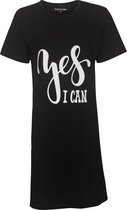 Temptation Dames Nachthemd - Bigshirt - 100% Katoen - Zwart - Maat M