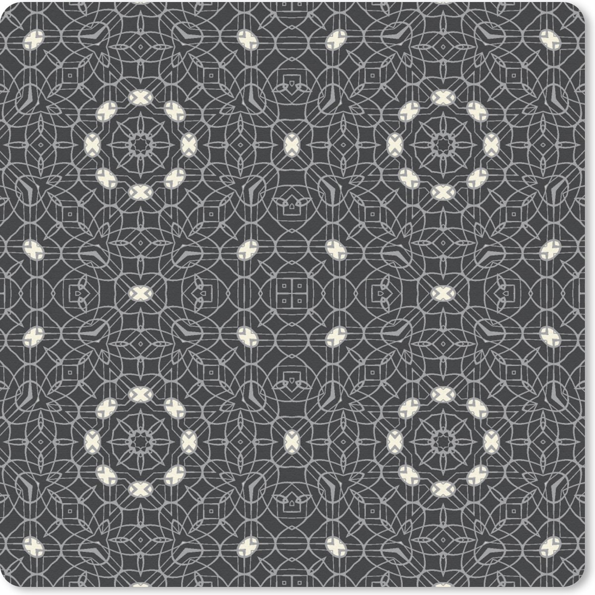 Muismat 30x30 cm - Mousepad Patronen - Zwart Wit - Ornament - Muismatten
