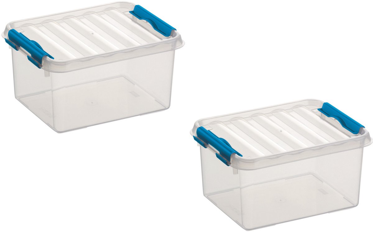 5x stuks sunware Q-Line opberg boxen/opbergdozen 2 liter 20 x 15 x 10 cm kunststof - Praktische opslagboxen - Opbergbakken