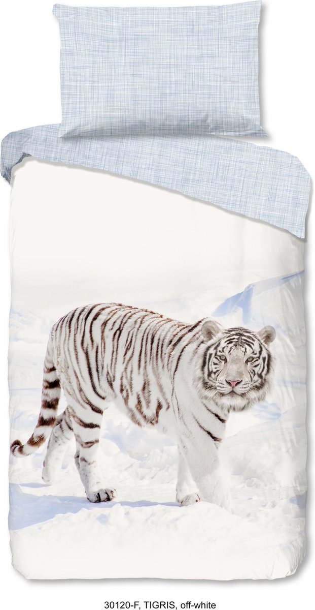 Good Morning Tigris Dekbedovertrek - Flanel - Off-white