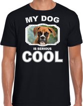 Boxer honden t-shirt my dog is serious cool zwart - heren - Boxer liefhebber cadeau shirt L