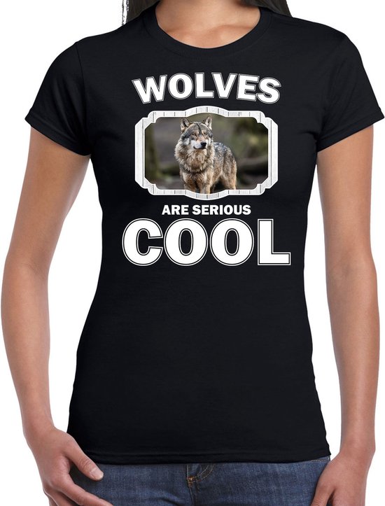 Dieren wolven t-shirt zwart dames - wolfs are serious cool shirt - cadeau t-shirt wolf/ wolven liefhebber XXL