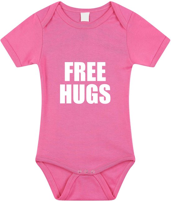 Free hugs tekst baby rompertje roze meisjes - Kraamcadeau - Babykleding 68