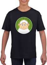 Kinder t-shirt zwart met vrolijk lammetje print - lammetjes shirt - kinderkleding / kleding 122/128