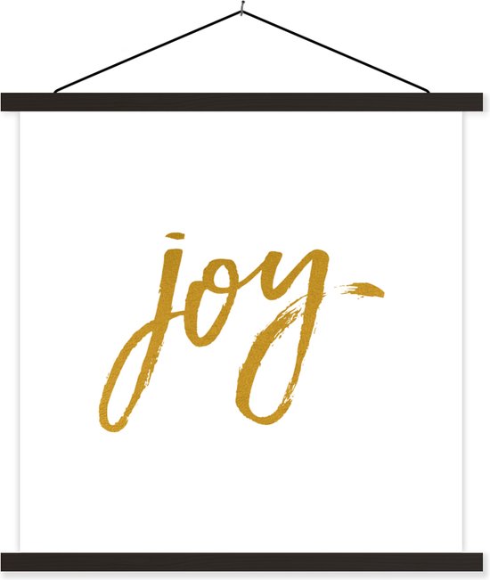 Porte-affiche avec affiche - Affiche scolaire - Noël - Or - Joy - Proverbes - Citations - 60x60 cm - Lattes noires