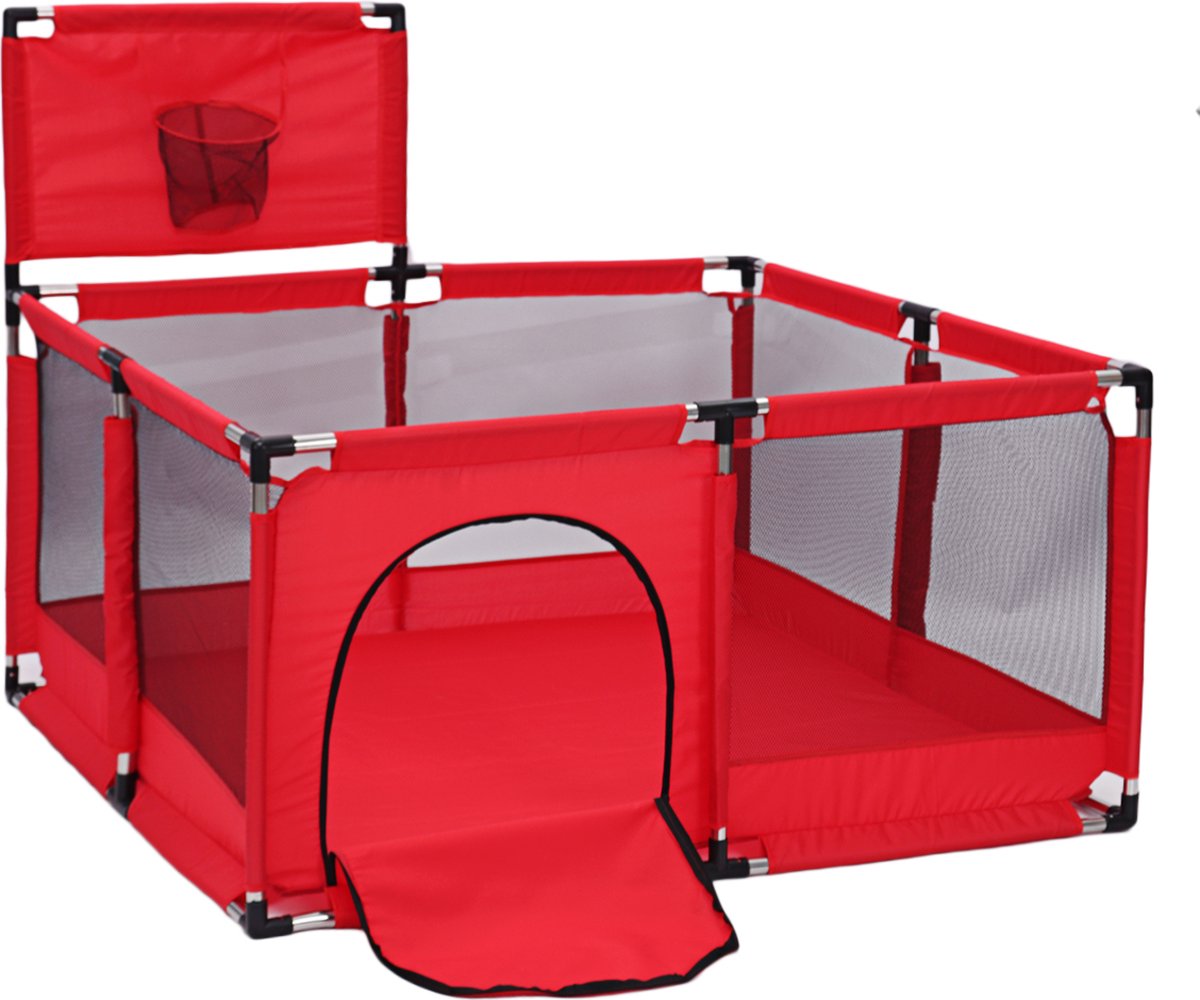 INSMA Baby Speelbox - 128x128cm Kruipbox - Grondbox - Playpen - Kinderbox - Baby Boxen - Rood