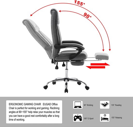 SONGMICS Direct Factory Moderner Leder drehstuhl mit verstellbarer Kopfstütze Fu