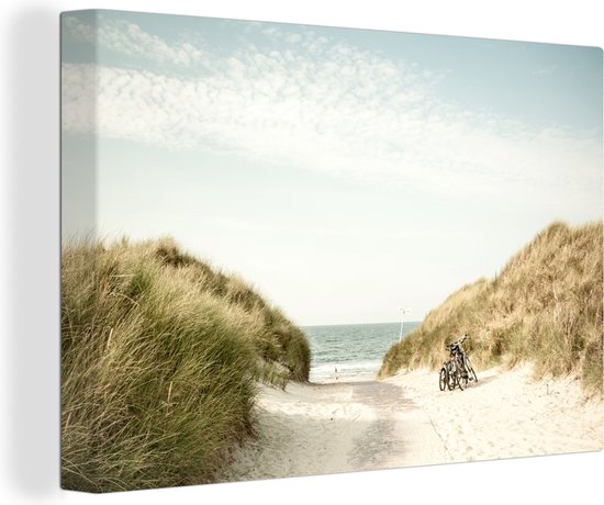 Toile Peinture Plage - Dune - Ciel - 150x100 cm - Décoration murale